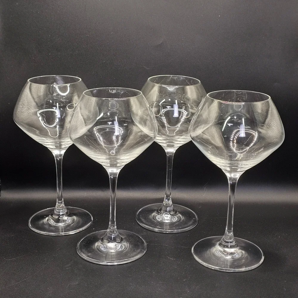 Set of 4 Vintage Clear Balloon Bowl Stemmed Wine Cocktail Glasses Barware‎